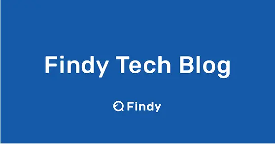 Findy Tech Blogのロゴバナー。ブルーの背景に白字でブログタイトルとFindyロゴを配置したシンプルなデザイン