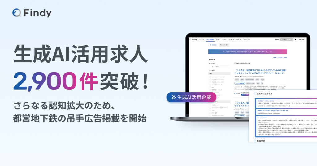 「生成AI活用企業」求人票数が2ヶ月で2,900件突破！マッチング率4倍の事例も。